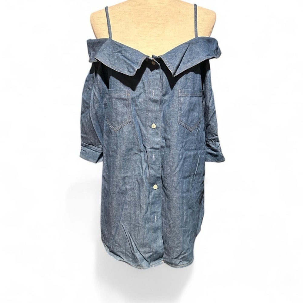 Pixie Market Blue Off-Shoulder Blouse